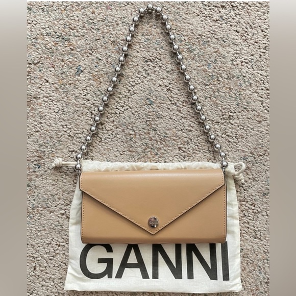 SOLD new Ganni Tan Leather Envelope Shoulder bag - Picture 1 of 6
